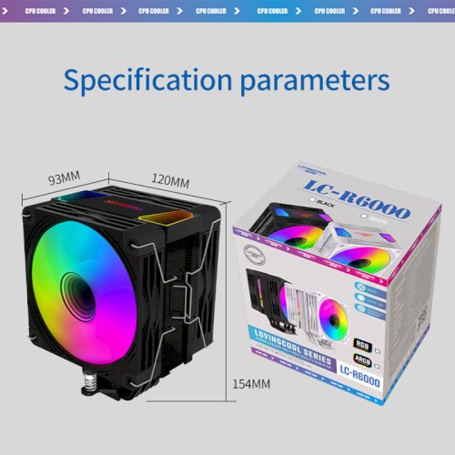 Lovingcool New Arrival R6000 ARGB CPU Air Cooler 12V DC 6 Copper Heat Pipes CPU Cooler