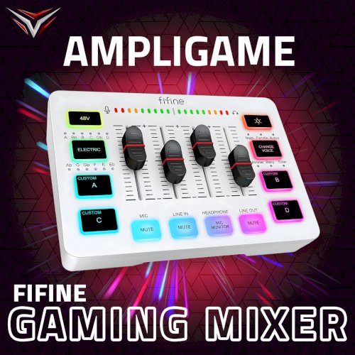 FIFINE AmpliGame SC3 Gaming Audio Mixer with RGB