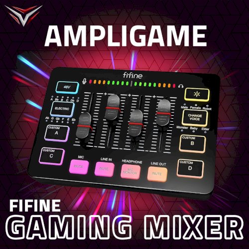 FIFINE AmpliGame SC3 Gaming Audio Mixer with RGB